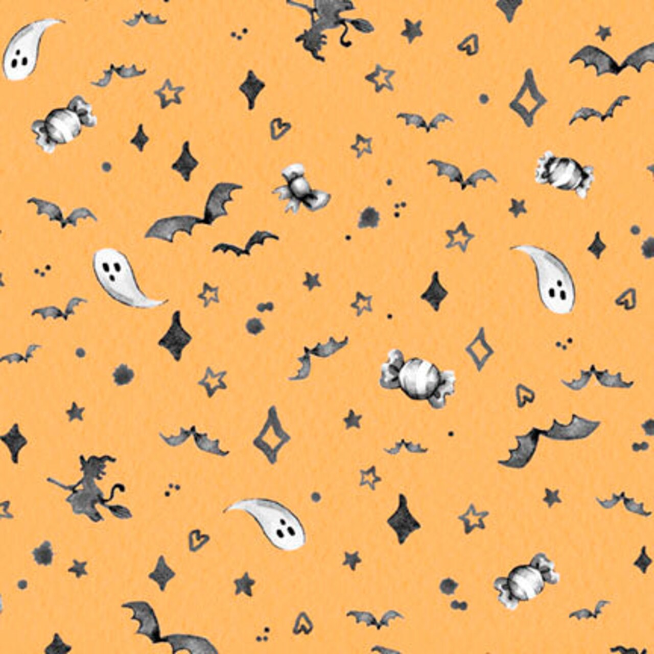 Fabric P & B Textiles Orange Halloween Mini Motifs Little Darlings Halloween by the Quarter Yard 6187-O